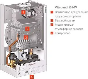 Настенный газовый котел одноконтурный турбированный 29.9кВт Viessmann Vitopend 100-W A1HB002 7721373 Настенный газовый котел одноконтурный турбированный 29.9кВт Viessmann Vitopend 100-W A1HB002 7721373, 5