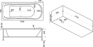 Ванна акриловая Bas Мальта 170x75 В00023 Ванна акриловая Bas Мальта 170x75 В00023, 5