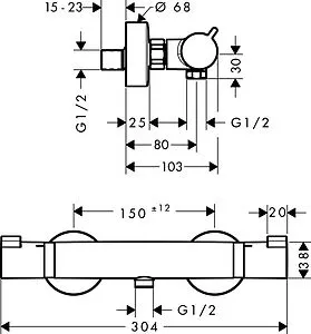 Термостат для душа Hansgrohe Ecostat Comfort хром 13116000 Термостат для душа Hansgrohe Ecostat Comfort хром 13116000, 2