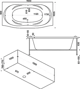 Ванна акриловая Bas Фиеста 194x90 В00037 Ванна акриловая Bas Фиеста 194x90 В00037, 5
