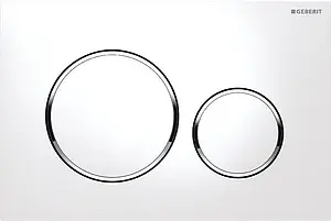 Клавиша смыва для унитаза Geberit Sigma 20 115.882.KJ.1 кнопки/белый глянцевый, кольца/хром глянцевый Клавиша смыва для унитаза Geberit Sigma 20 115.882.KJ.1 кнопки/белый глянцевый, кольца/хром глянцевый, 1