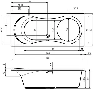 Ванна акриловая Riho Tofield 180x80 BA3700500000000 Ванна акриловая Riho Tofield 180x80 BA3700500000000, 2
