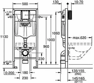 Комплект 6 в 1 Grohe Bau Ceramic 39586000 с кнопкой Skate Cosmopolitan 38732000 хром глянцевый Комплект 6 в 1 Grohe Bau Ceramic 39586000 с кнопкой Skate Cosmopolitan 38732000 хром глянцевый, 2