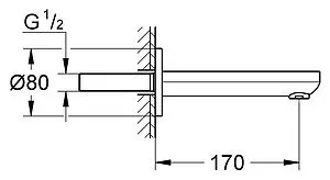 Излив для скрытого монтажа Grohe Eurosmart Cosmopolitan хром 13261000 Излив для скрытого монтажа Grohe Eurosmart Cosmopolitan хром 13261000, 2