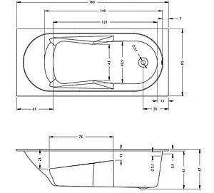 Ванна акриловая Riho LAZY 180x80 B081001005 Ванна акриловая Riho LAZY 180x80 B081001005, 2