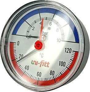 Термоманометр радиальный Uni-fitt 80мм 10 бар 120°С ½" 311D3442 Термоманометр радиальный Uni-fitt 80мм 10 бар 120°С ½" 311D3442, 3
