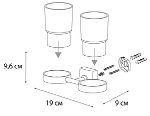 Стакан двойной Fixsen Kvadro хром FX-61307 Стакан двойной Fixsen Kvadro хром FX-61307, 3