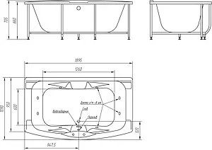 Ванна акриловая BellRado Сенатор 190x110 BR7011031-00 Ванна акриловая BellRado Сенатор 190x110 BR7011031-00, 4