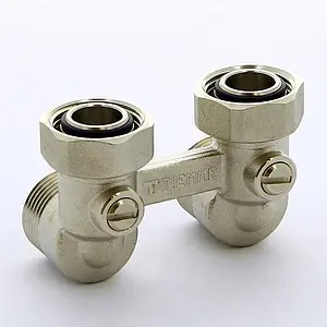 Узел нижнего подключения радиатора угловой ¾"ек x ¾"ек Tiemme 3390002 Узел нижнего подключения радиатора угловой ¾"ек x ¾"ек Tiemme 3390002, 1