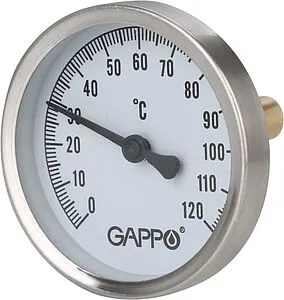 Термометр биметаллический Gappo 63мм 120°С гильза 50мм ½" G1474 Термометр биметаллический Gappo 63мм 120°С гильза 50мм ½" G1474, 3