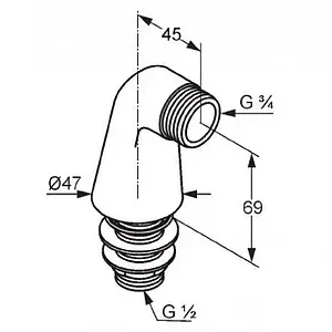 Переходник угловой для смесителя на край ванны Kludi хром 7598205-00 Переходник угловой для смесителя на край ванны Kludi хром 7598205-00, 2