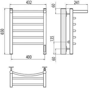 Полотенцесушитель электрический лесенка Terminus Классик с/п П6 400х650 электро quick touch полированная сталь 4670078531384 Полотенцесушитель электрический лесенка Terminus Классик с/п П6 400х650 электро quick touch полированная сталь 4670078531384, 2