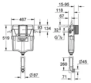 Смывной бачок скрытого монтажа Grohe GD2 38661000 Смывной бачок скрытого монтажа Grohe GD2 38661000, 2