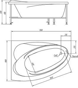 Ванна акриловая BellRado Глория 150x100 L BR7011004-00(L) Ванна акриловая BellRado Глория 150x100 L BR7011004-00(L), 3