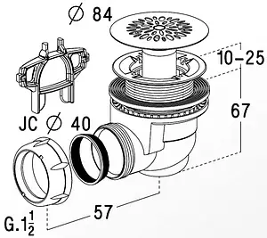 Сифон для душевого поддона Nicoll 580 хром 0205001 Сифон для душевого поддона Nicoll 580 хром 0205001, 2