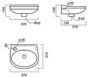 Раковина Sanita Лада 37 белый WB.MN/Lada/37-L/WHT.G/S1 Раковина Sanita Лада 37 белый WB.MN/Lada/37-L/WHT.G/S1, 2