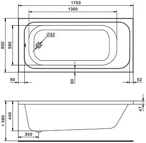 Ванна акриловая Santek Ламма 170x80 1WH501763 Ванна акриловая Santek Ламма 170x80 1WH501763, 2