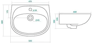 Раковина Santek Анимо 50 белый 1WH110496 Раковина Santek Анимо 50 белый 1WH110496, 2