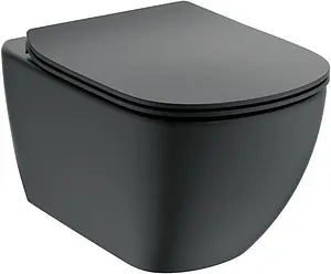 Унитаз подвесной безободковый Ideal Standard Tesi AquaBlade Silk Black черный матовый T0079V3 Унитаз подвесной безободковый Ideal Standard Tesi AquaBlade Silk Black черный матовый T0079V3, 1
