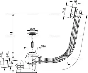 Слив-перелив для ванны AlcaPlast белый матовый A51BM Слив-перелив для ванны AlcaPlast белый матовый A51BM, 2