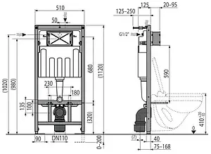 Инсталляция для подвесного унитаза Set 3 в 1 AlcaPlast Sadromodul AM101/1120+M71-001 с кнопкой хром глянцевый Инсталляция для подвесного унитаза Set 3 в 1 AlcaPlast Sadromodul AM101/1120+M71-001 с кнопкой хром глянцевый, 2