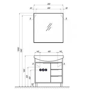 Тумба-умывальник напольная Aquaton Рико 80 белый/ясень фабрик 1A2154K1RIB90 Тумба-умывальник напольная Aquaton Рико 80 белый/ясень фабрик 1A2154K1RIB90, 2