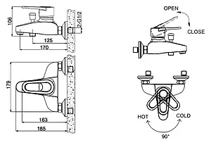 Смеситель для ванны Bravat Loop хром F6124182CP-01-RUS Смеситель для ванны Bravat Loop хром F6124182CP-01-RUS, 2