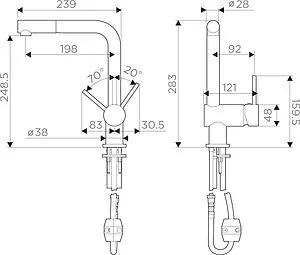 Смеситель для кухни с выдвижным изливом Omoikiri Tanigawa-S BN нержавеющая сталь 4994241 Смеситель для кухни с выдвижным изливом Omoikiri Tanigawa-S BN нержавеющая сталь 4994241, 2