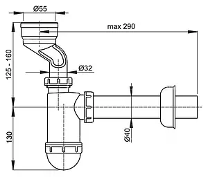 Сифон для писсуара AlcaPlast A45A Сифон для писсуара AlcaPlast A45A, 2