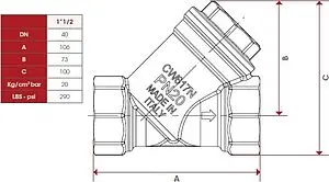 Фильтр угловой сетчатый 1½"в x 1½"в Itap 1920112 Фильтр угловой сетчатый 1½"в x 1½"в Itap 1920112, 2