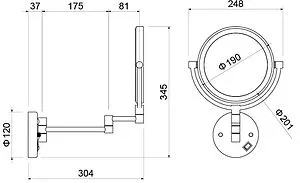 Косметическое зеркало Aquatek чёрный матовый AQ4915MB Косметическое зеркало Aquatek чёрный матовый AQ4915MB, 2