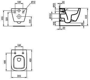 Унитаз подвесной безободковый Ideal Standard I.Life S RimLS+ белый T459201 Унитаз подвесной безободковый Ideal Standard I.Life S RimLS+ белый T459201, 2