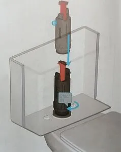 Комплект арматуры для бачка двухрежимный ½" пластик нижний Wirquin ONE 10975008 Комплект арматуры для бачка двухрежимный ½" пластик нижний Wirquin ONE 10975008, 5