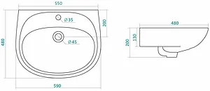 Раковина Santek Анимо 60 белый 1WH110508 Раковина Santek Анимо 60 белый 1WH110508, 2