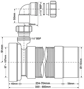 Гофра для унитаза Mc Alpine 330-800мм MRWC-F33PD Гофра для унитаза Mc Alpine 330-800мм MRWC-F33PD, 2