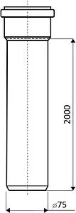 Труба канализационная внутренняя D=75мм L=2000мм Ostendorf HTEM 113060 Труба канализационная внутренняя D=75мм L=2000мм Ostendorf HTEM 113060, 2