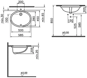 Раковина VitrA Arkitekt 58 белый 6069B003-0012 Раковина VitrA Arkitekt 58 белый 6069B003-0012, 2