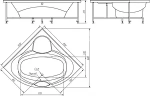 Ванна акриловая BellRado Диана 150x150 BR7011009-00 Ванна акриловая BellRado Диана 150x150 BR7011009-00, 4