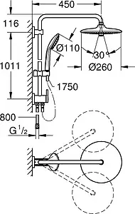 Душевая система без смесителя Grohe Euphoria 260 хром 27421002 Душевая система без смесителя Grohe Euphoria 260 хром 27421002, 2
