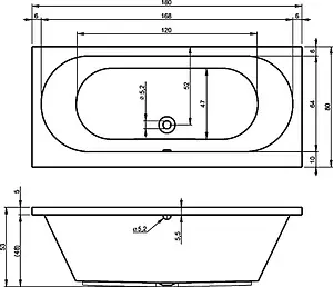 Ванна акриловая Riho CAROLINA 180x80 B056001005 Ванна акриловая Riho CAROLINA 180x80 B056001005, 3