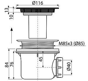 Сифон для душевого поддона AlcaPlast чёрный матовый A49BLACK Сифон для душевого поддона AlcaPlast чёрный матовый A49BLACK, 2