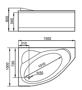 Ванна акриловая Gemy 150x100 L G9009 B L Ванна акриловая Gemy 150x100 L G9009 B L, 2