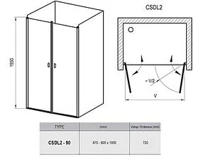 Дверь в нишу 900мм прозрачное стекло Ravak Chrome CSDL2-90 0QV7CC0LZ1 Дверь в нишу 900мм прозрачное стекло Ravak Chrome CSDL2-90 0QV7CC0LZ1, 2