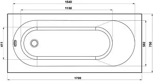 Ванна из искусственного камня Bas Марбея 170х75 белый ВА00022 Ванна из искусственного камня Bas Марбея 170х75 белый ВА00022, 2
