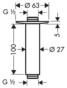 Держатель верхнего душа на потолок Hansgrohe Raindance 100 хром 27479000 Держатель верхнего душа на потолок Hansgrohe Raindance 100 хром 27479000, 2