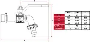 Кран шаровый со штуцером ¾"н Itap 1320034 Кран шаровый со штуцером ¾"н Itap 1320034, 2