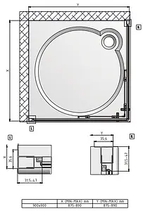 Душевое ограждение 900x900мм прозрачное/матовое стекло Roltechnik Lega Line LLS2/900 554-9000000-00-21 Душевое ограждение 900x900мм прозрачное/матовое стекло Roltechnik Lega Line LLS2/900 554-9000000-00-21, 2