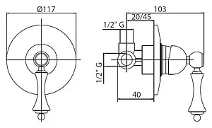 Смеситель для душа скрытого монтажа Cezares Margot золото/белый MARGOT-DIM-03/24-Bi Смеситель для душа скрытого монтажа Cezares Margot золото/белый MARGOT-DIM-03/24-Bi, 3