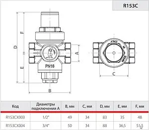 Редуктор давления поршневой ¾" Giacomini R153CX004 Редуктор давления поршневой ¾" Giacomini R153CX004, 2