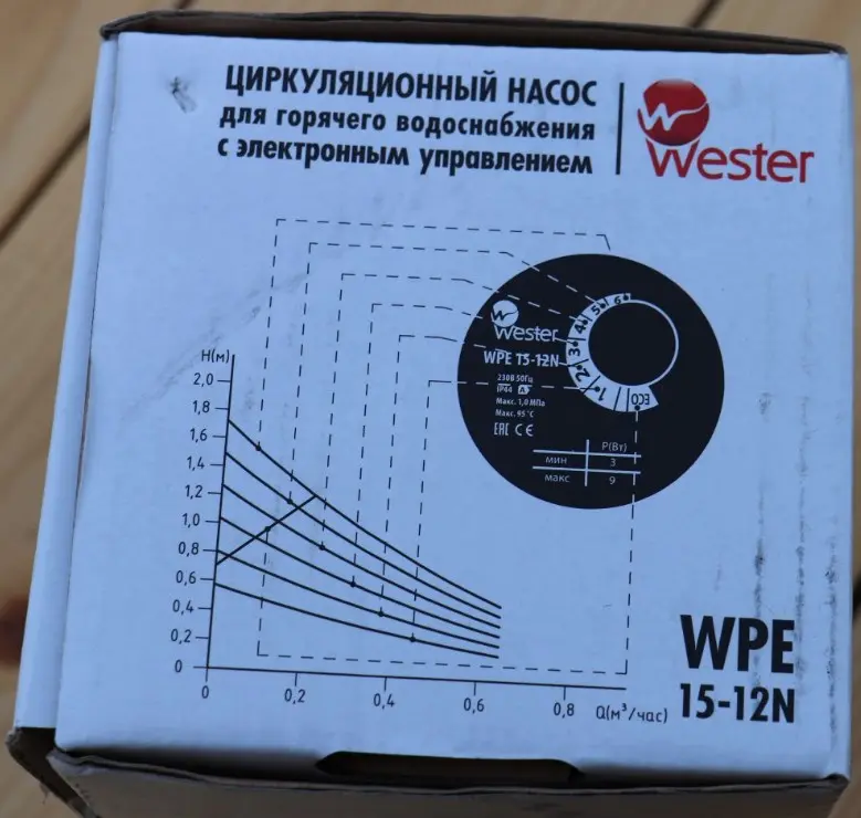 Насос циркуляционный для ГВС Wester WPE 15-12N Насос циркуляционный для ГВС Wester WPE 15-12N, 4